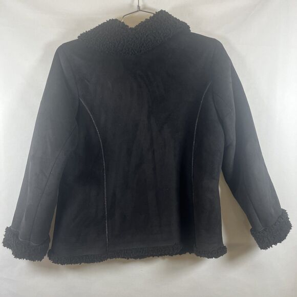 Centigrade Women’s Black Faux Shearling Suede Jacket Coat Button Front Sherpa M - Picture 5 of 9